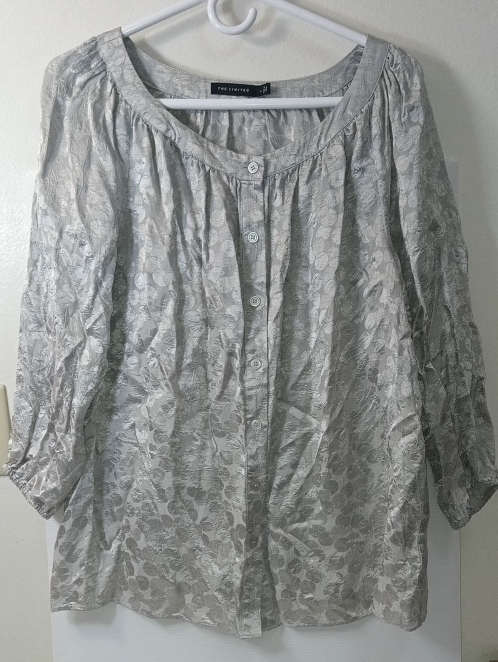 The Limited Silver Floral Button-Front Blouse